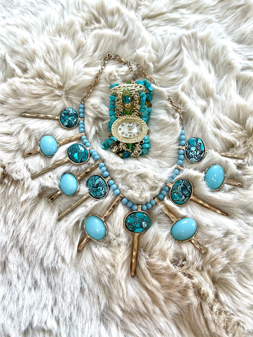 Stunning Tribal Turquoise Necklace and watch